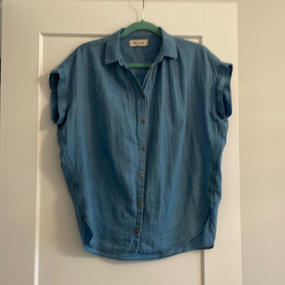 Madewell cap sleeve denim shirt xs